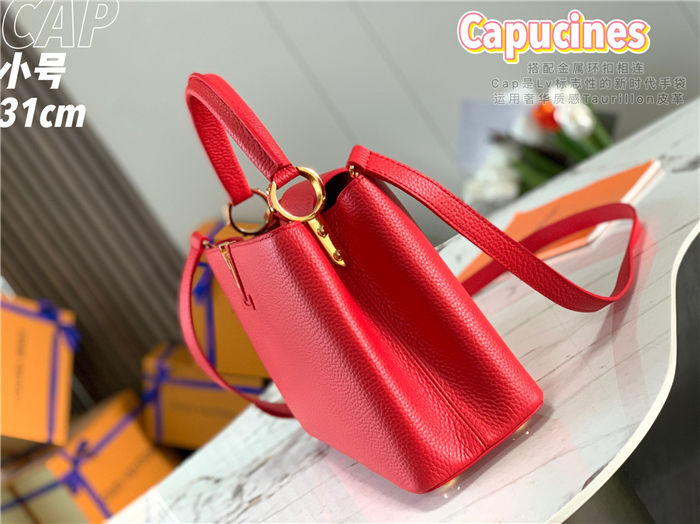 Louis Vuitton Capucines MM Bag Taurillon Leather M42259 Red High