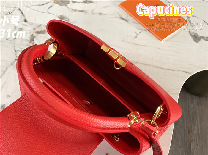 Louis Vuitton Capucines MM Bag Taurillon Leather M42259 Red High