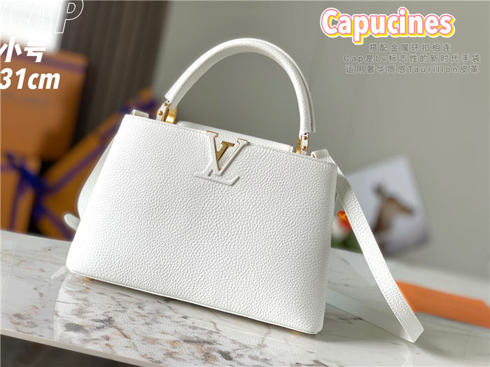 Louis Vuitton Capucines MM Bag Taurillon Leather M42259 White High