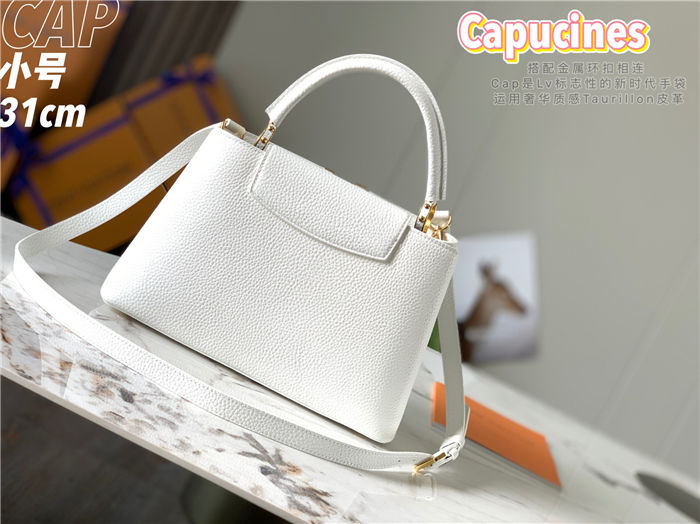 Louis Vuitton Capucines MM Bag Taurillon Leather M42259 White High