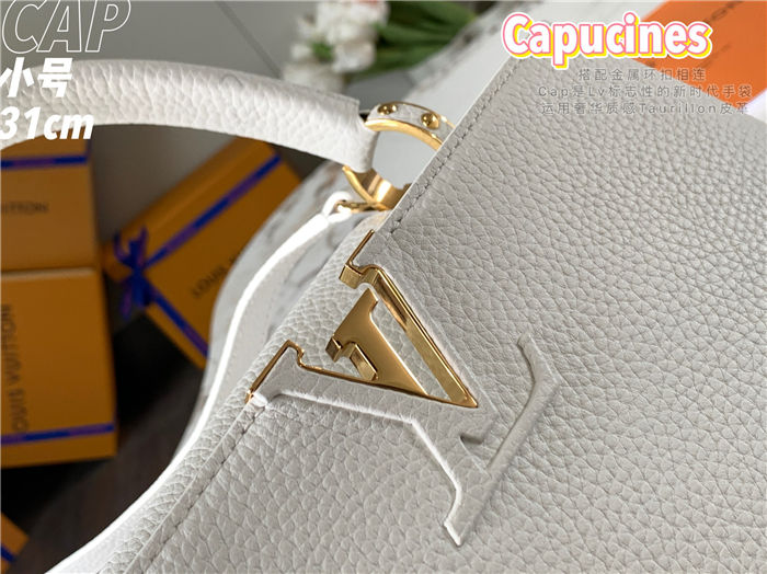 Louis Vuitton Capucines MM Bag Taurillon Leather M42259 White High