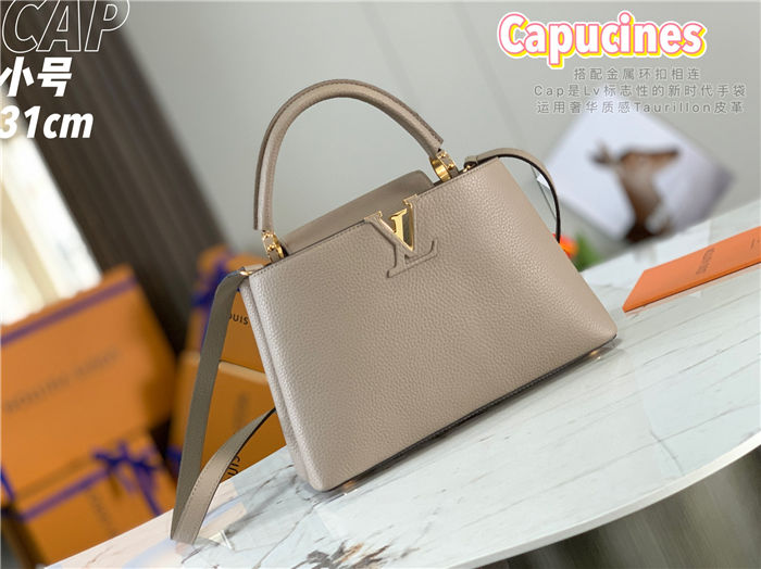 Louis Vuitton Capucines MM Bag Taurillon Leather M42259 Taupe High