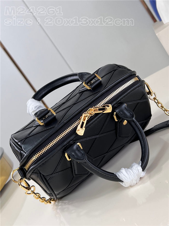 Louis Vuitton SPEEDY BANDOULIÈRE 20 Malletage Leather M24261 Black High