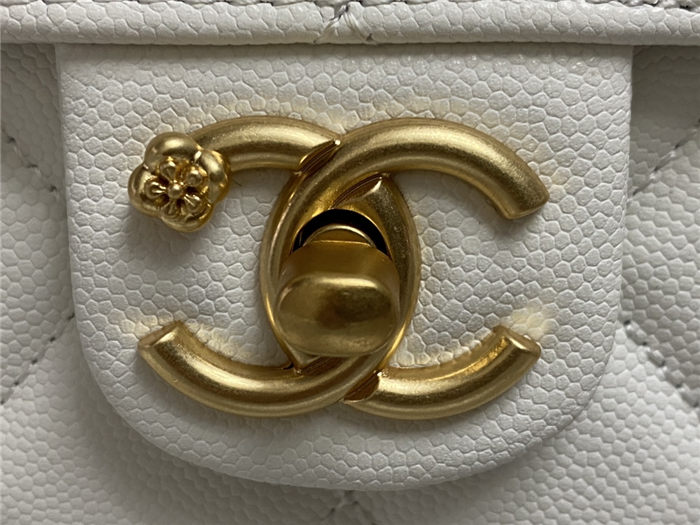 Chanel CHAIN BACKPACK Grained Calfskin & Gold-Tone Metal AS4490 White A