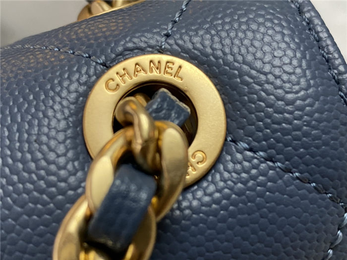 Chanel CHAIN BACKPACK Grained Calfskin & Gold-Tone Metal AS4490 Blue A