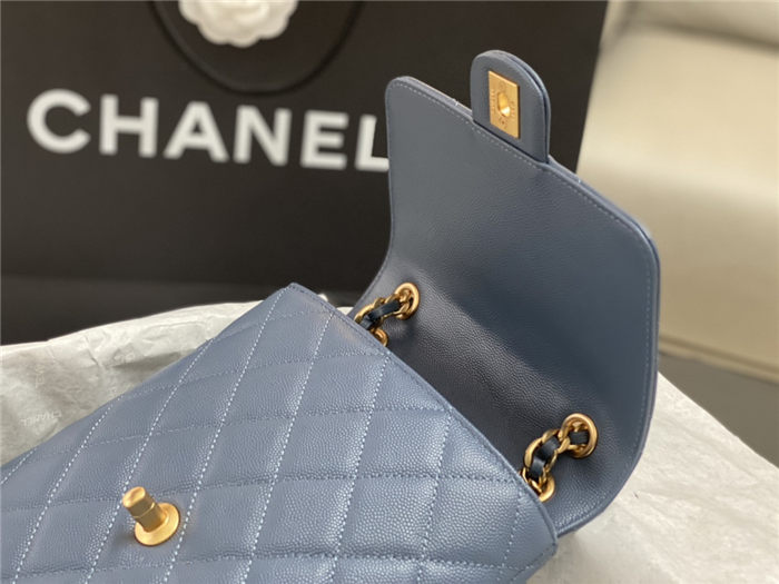 Chanel CHAIN BACKPACK Grained Calfskin & Gold-Tone Metal AS4490 Blue A