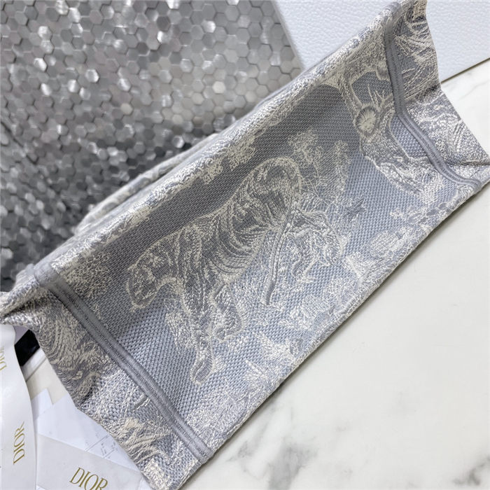 SMALL Dior BOOK TOTE Toile de Jouy Embroidery Grey High