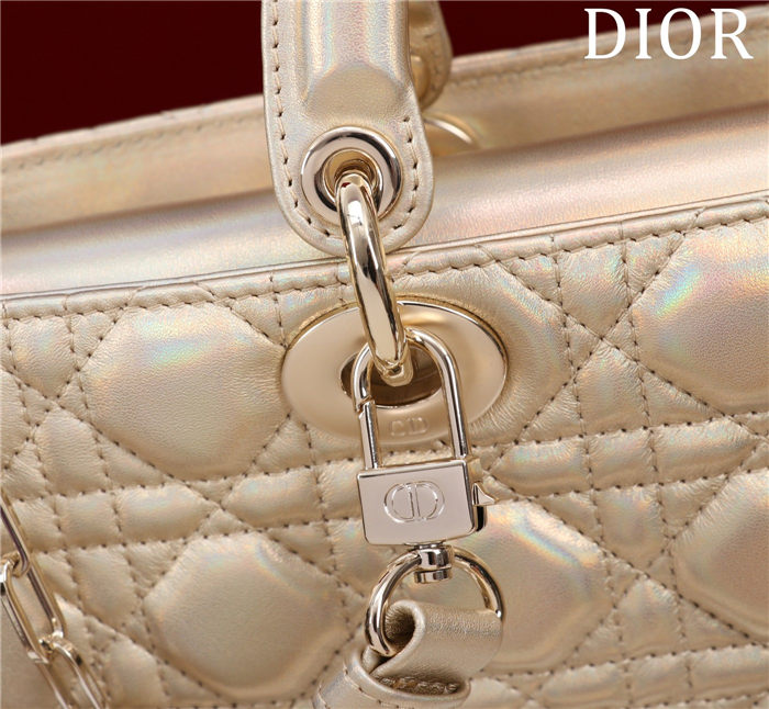 LADY D-JOY BAG MEDIUM Cannage Lambskin Gold High