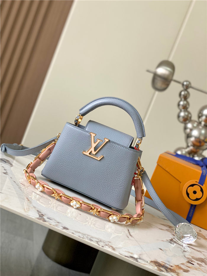 Louis Vuitton Capucines Mini Bag Taurillon Leather M23288 Grey Blue High