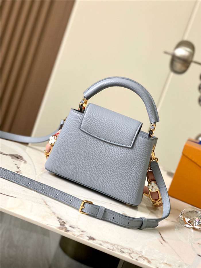 Louis Vuitton Capucines Mini Bag Taurillon Leather M23288 Grey Blue High