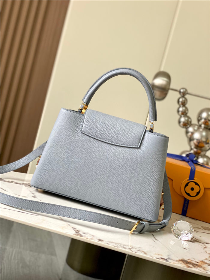 Louis Vuitton Capucines MM Bag Taurillon Leather M23199 Grey Blue High