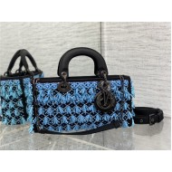 LADY D-JOY BAG MEDIUM Beaded Blue High