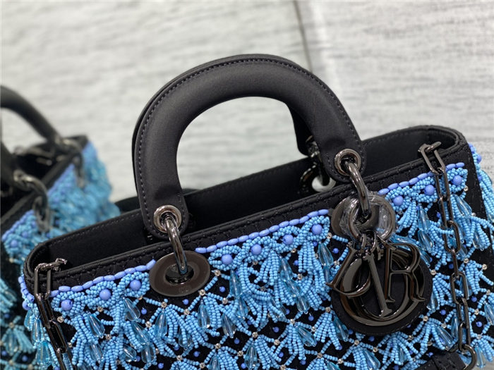 LADY D-JOY BAG MEDIUM Beaded Blue High