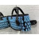 LADY D-JOY BAG MEDIUM Beaded Blue High