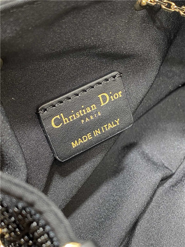 Dior DREAM BUCKET BAG Cannage Cotton with Micropearl Embroidery Black High