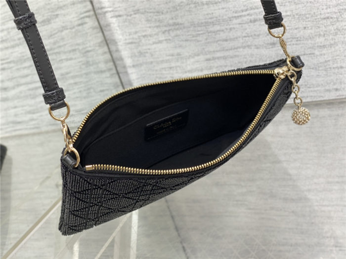 Dior DREAM POUCH Cannage Cotton with Micropearl Embroidery Black High