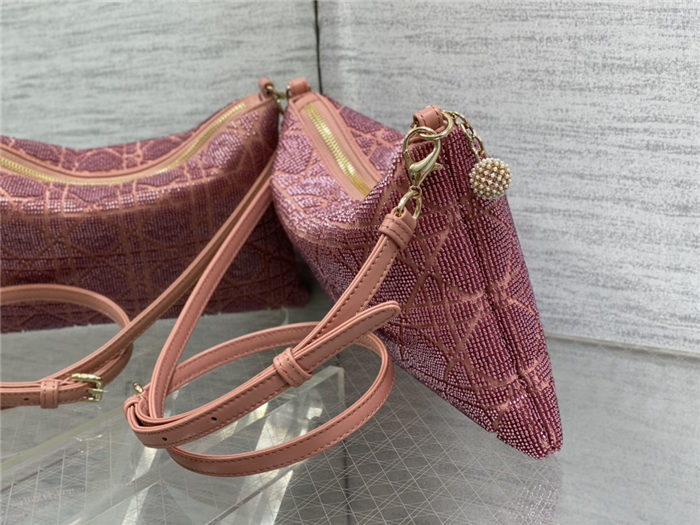 Dior DREAM POUCH Cannage Cotton with Micropearl Embroidery Pink High