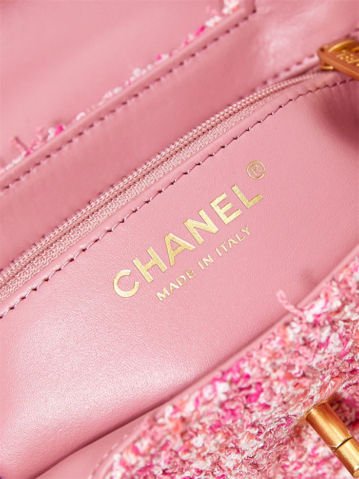 Chanel MINI SHOPPING BAG AS4416 Cotton Tweed & Gold-Tone Metal Pink High