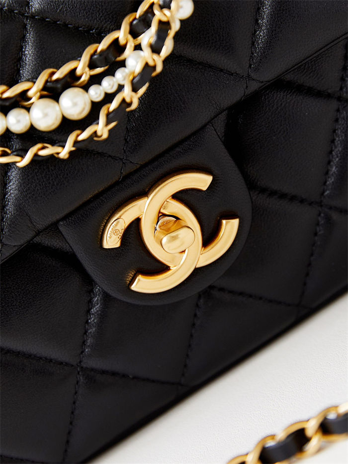 Chanel MINI FLAP BAG AS4384 Lambskin & Gold-Tone Metal Black High