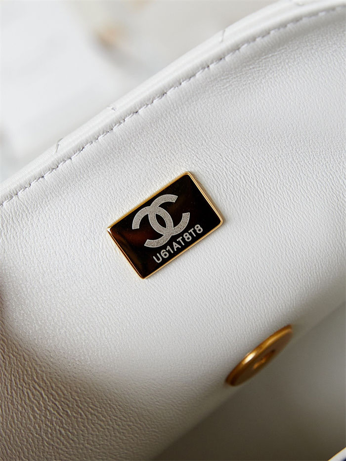 Chanel MINI FLAP BAG AS4384 Lambskin & Gold-Tone Metal White High