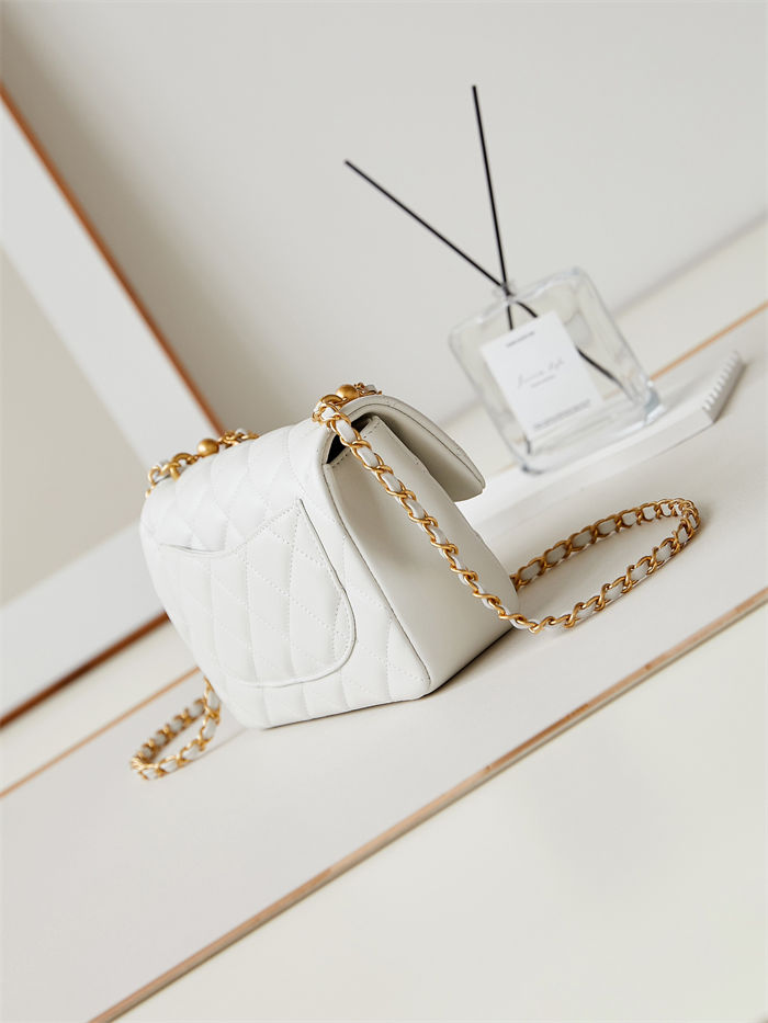 Chanel MINI FLAP BAG AS4384 Lambskin & Gold-Tone Metal White High