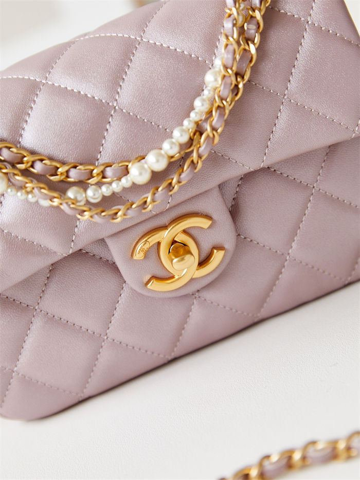 Chanel MINI FLAP BAG AS4384 Lambskin & Gold-Tone Metal Pink High