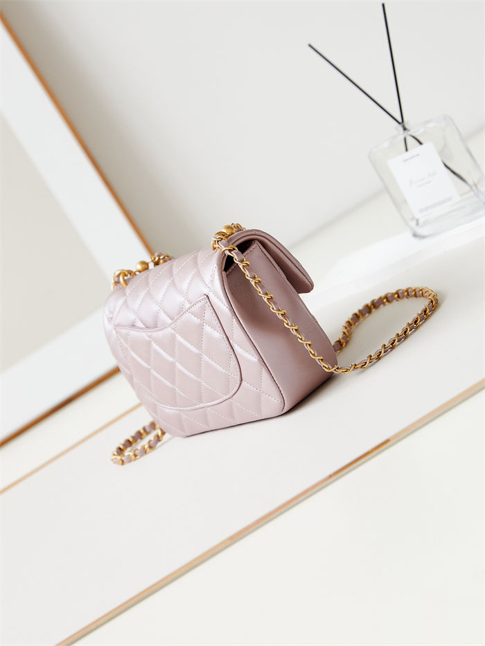 Chanel MINI FLAP BAG AS4384 Lambskin & Gold-Tone Metal Pink High