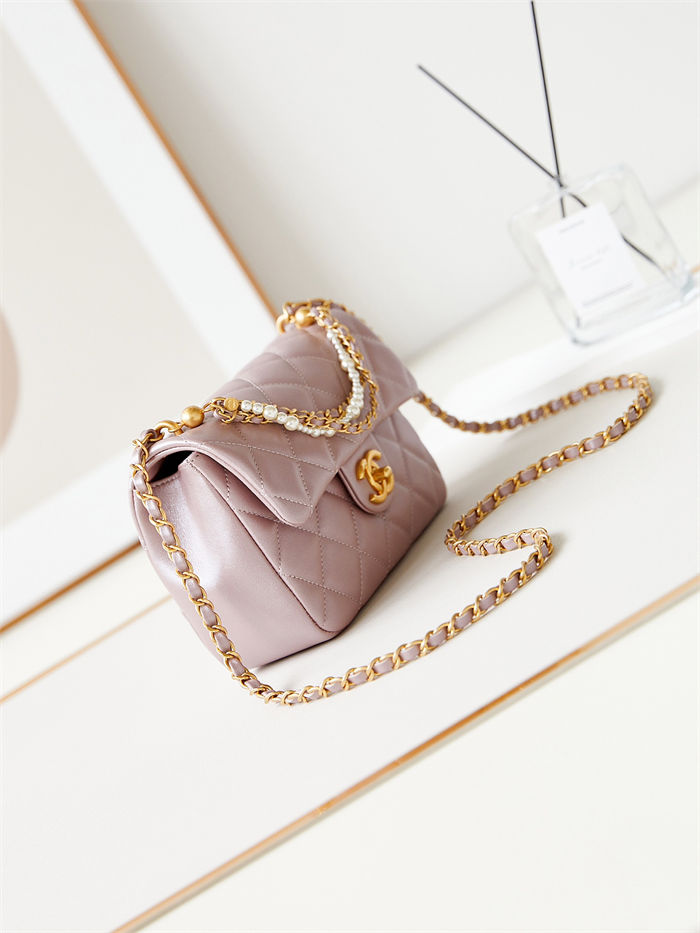 Chanel MINI FLAP BAG AS4384 Lambskin & Gold-Tone Metal Pink High