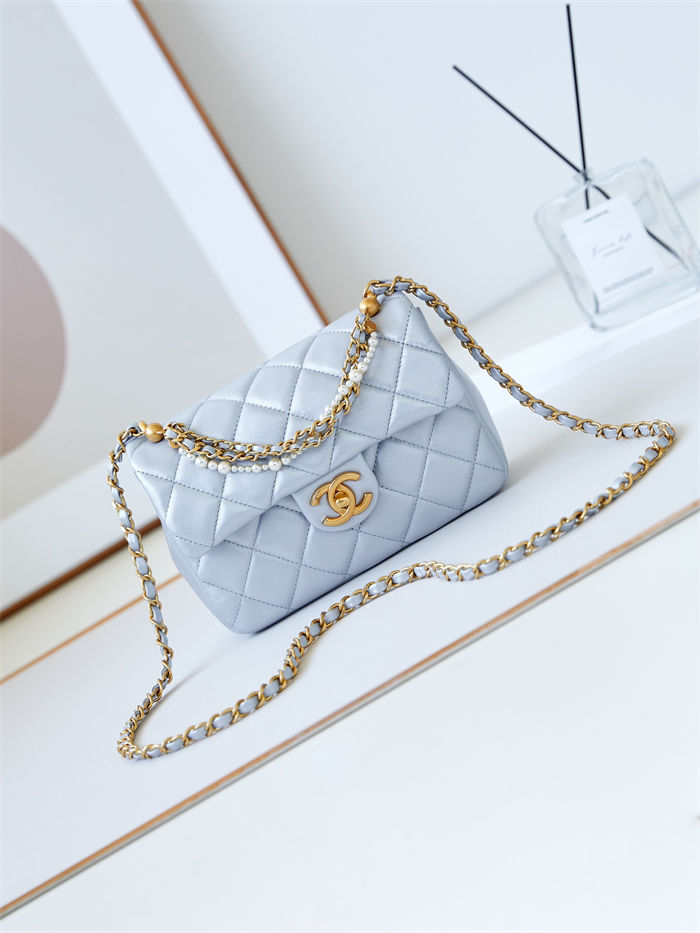 Chanel MINI FLAP BAG AS4384 Lambskin & Gold-Tone Metal Blue High