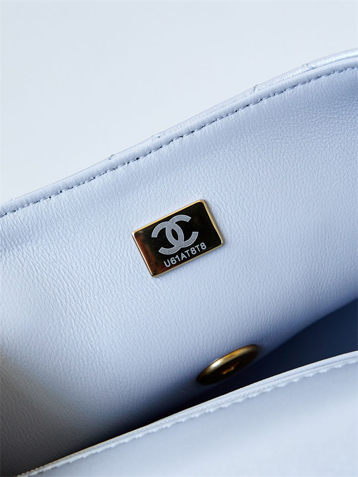 Chanel MINI FLAP BAG AS4384 Lambskin & Gold-Tone Metal Blue High