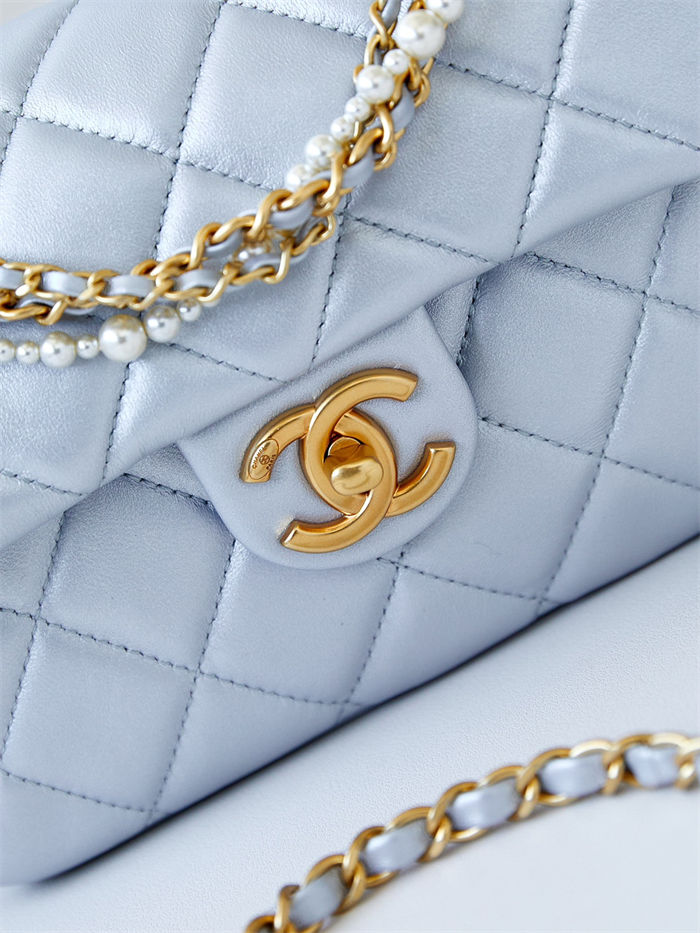 Chanel MINI FLAP BAG AS4384 Lambskin & Gold-Tone Metal Blue High