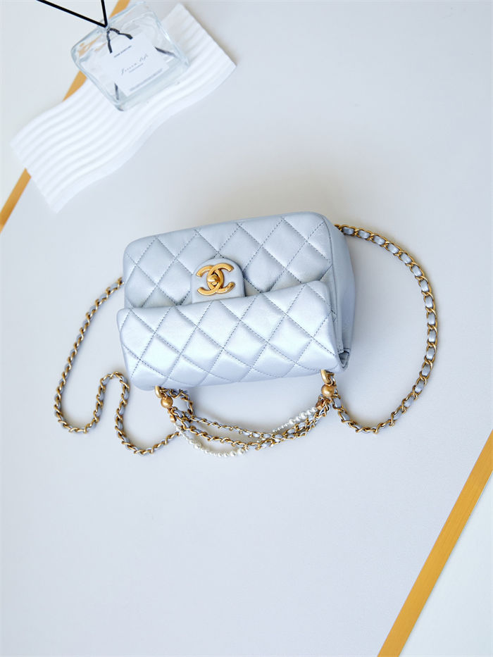 Chanel MINI FLAP BAG AS4384 Lambskin & Gold-Tone Metal Blue High