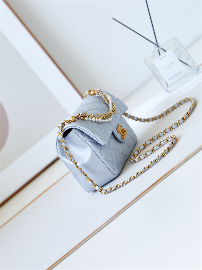 Chanel MINI FLAP BAG AS4384 Lambskin & Gold-Tone Metal Blue High