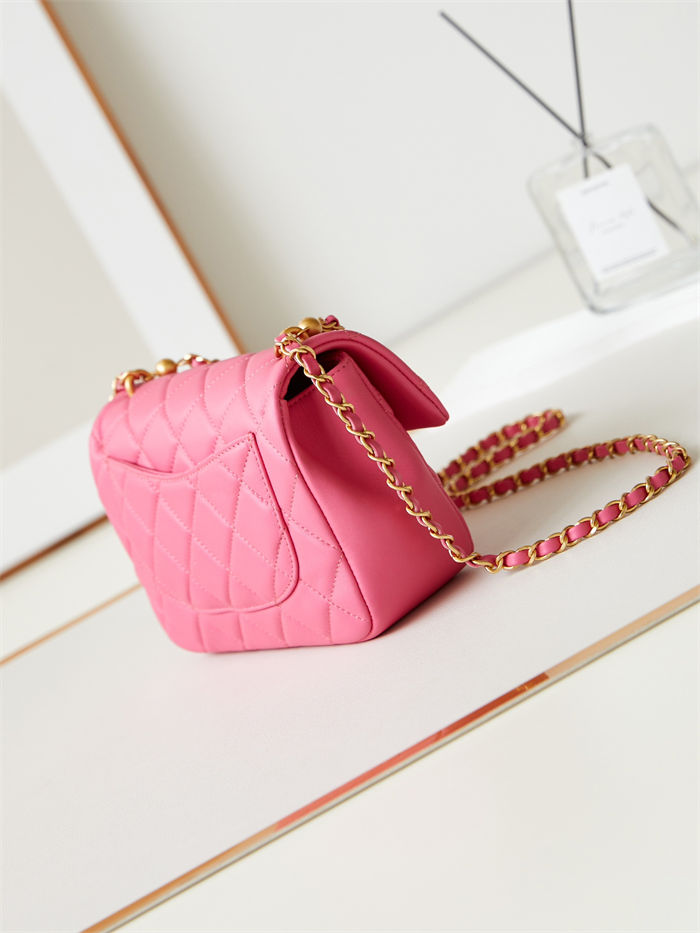 Chanel MINI FLAP BAG AS4384 Lambskin & Gold-Tone Metal Pink High