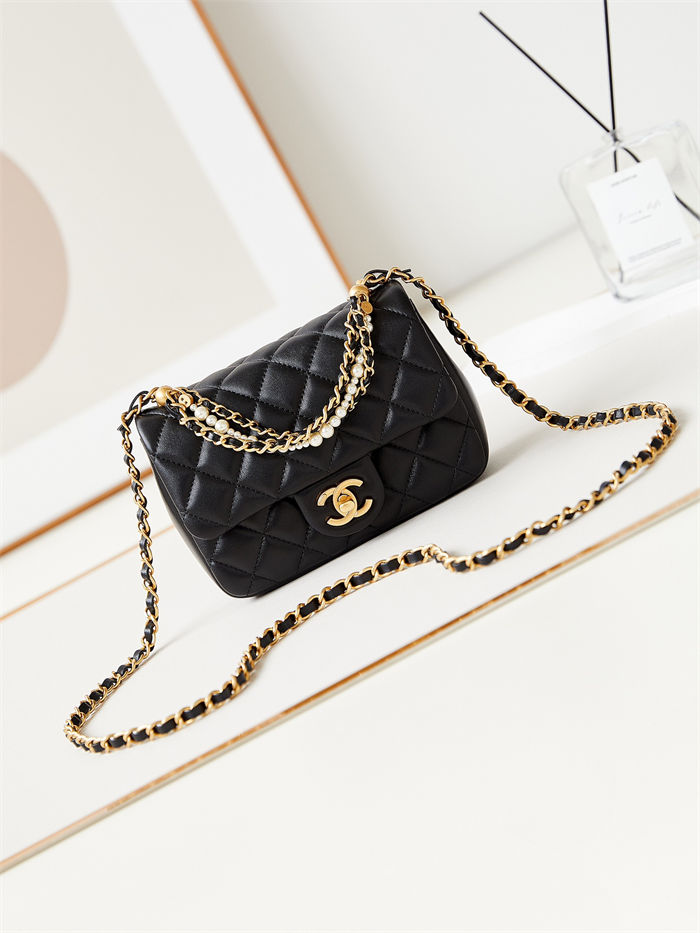 Chanel MINI FLAP BAG AS4385 Lambskin & Gold-Tone Metal Black High