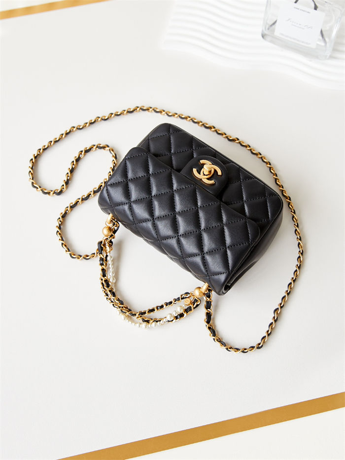 Chanel MINI FLAP BAG AS4385 Lambskin & Gold-Tone Metal Black High