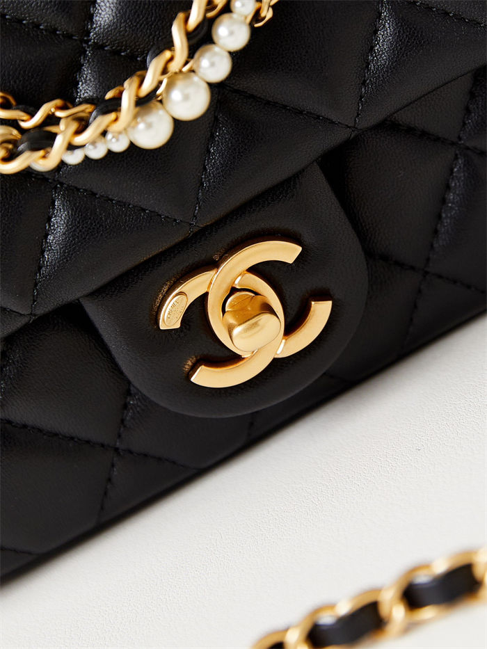 Chanel MINI FLAP BAG AS4385 Lambskin & Gold-Tone Metal Black High