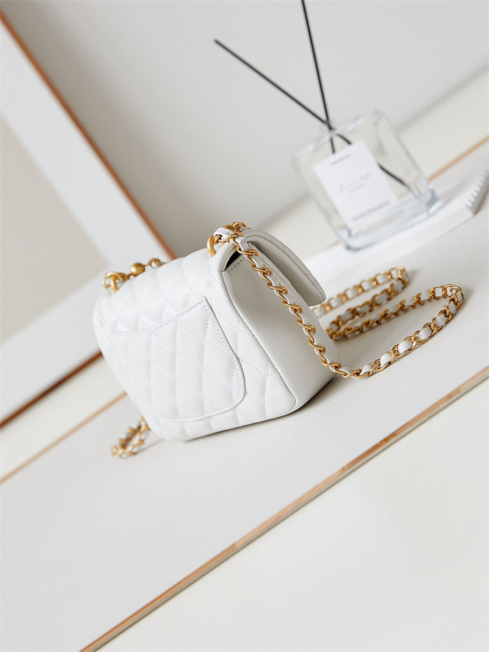 Chanel MINI FLAP BAG AS4385 Lambskin & Gold-Tone Metal White High