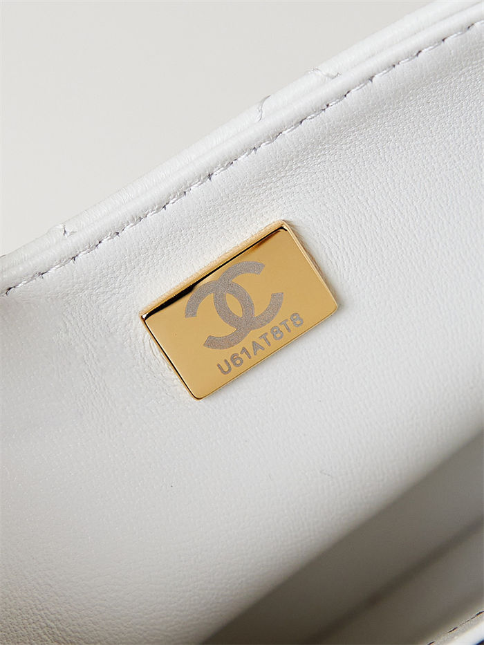 Chanel MINI FLAP BAG AS4385 Lambskin & Gold-Tone Metal White High