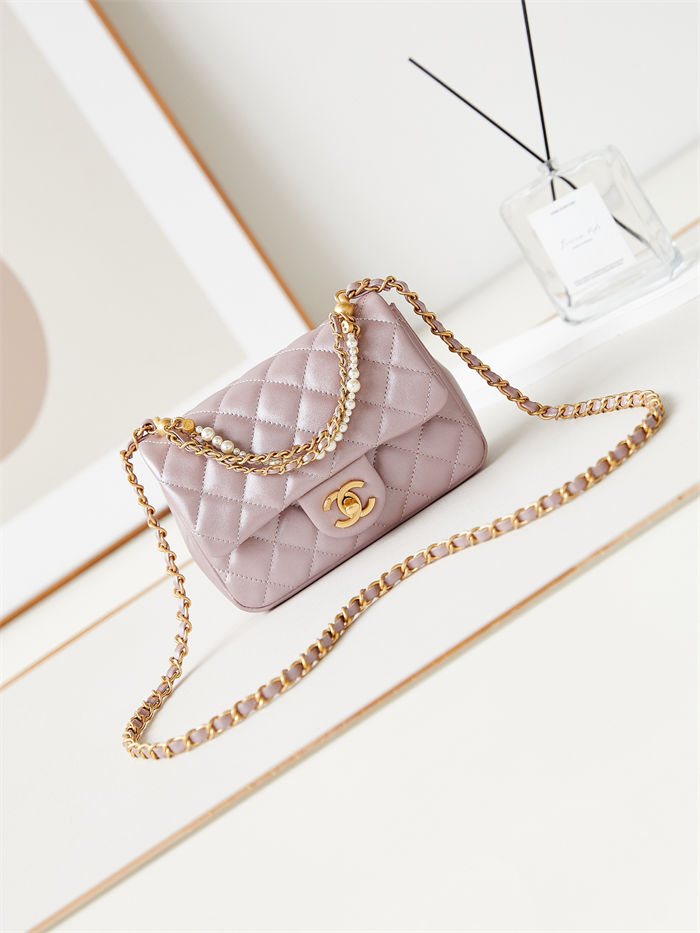 Chanel MINI FLAP BAG AS4385 Lambskin & Gold-Tone Metal Pink High