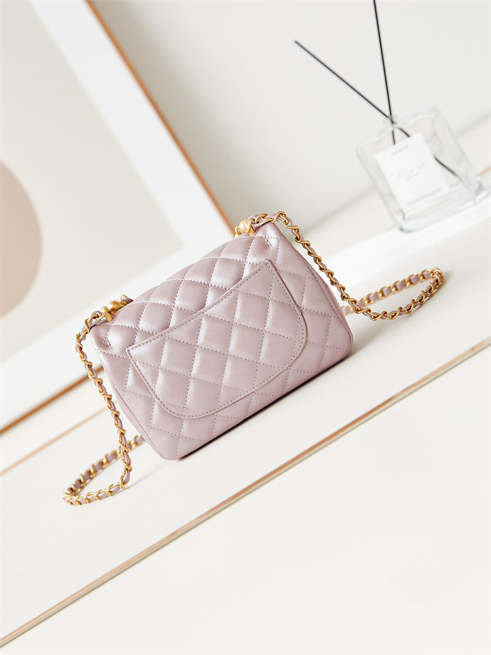 Chanel MINI FLAP BAG AS4385 Lambskin & Gold-Tone Metal Pink High