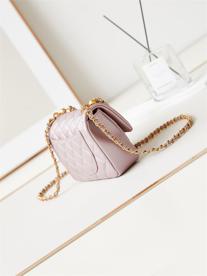 Chanel MINI FLAP BAG AS4385 Lambskin & Gold-Tone Metal Pink High