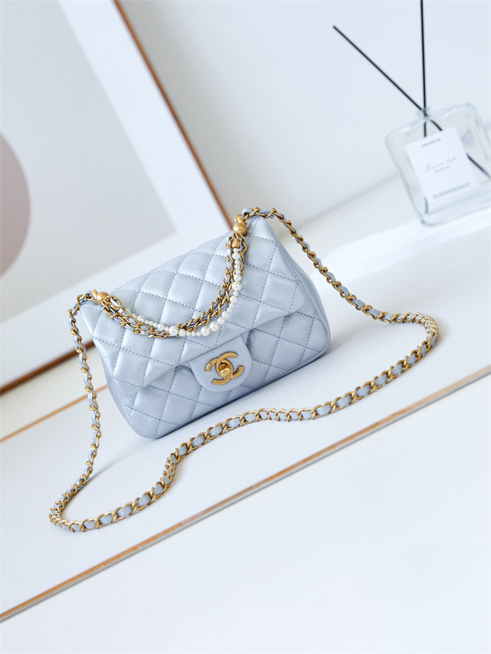 Chanel MINI FLAP BAG AS4385 Lambskin & Gold-Tone Metal Blue High