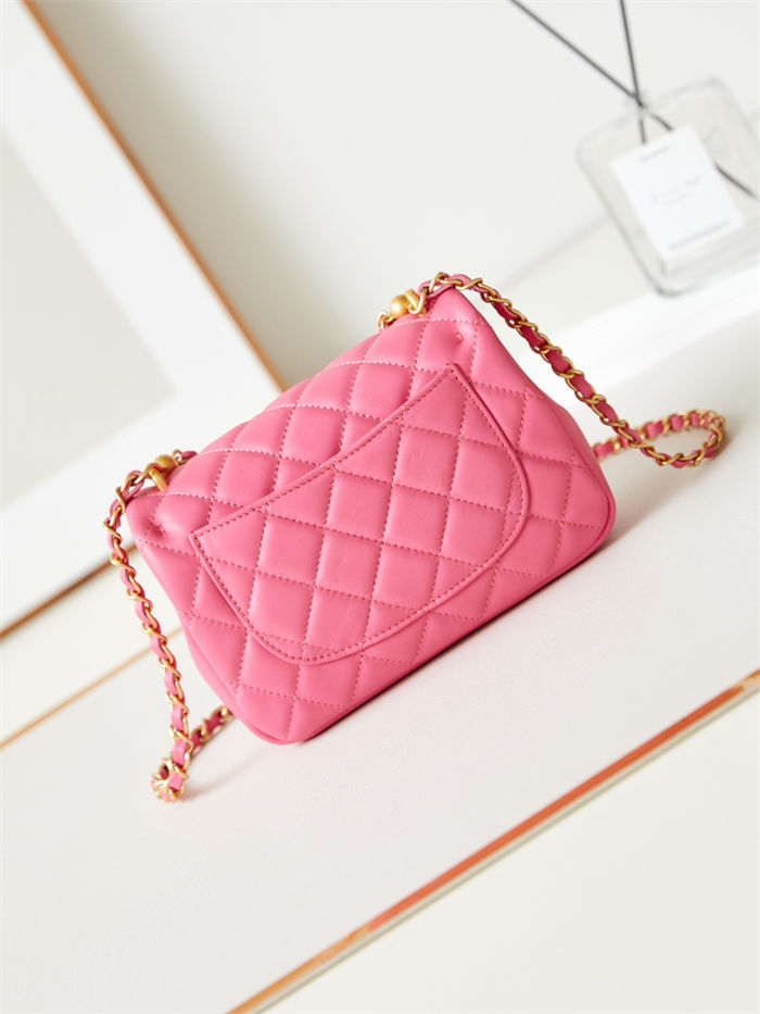 Chanel MINI FLAP BAG AS4385 Lambskin & Gold-Tone Metal Pink High