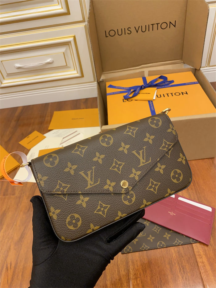 Louis Vuitton Felicie Pochette Chain Wallet Monogram Canvas M61276 Top