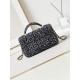 MINI FLAP BAG WITH TOP HANDLE AS2431 Cotton Tweed & Gold-Tone Metal Black A