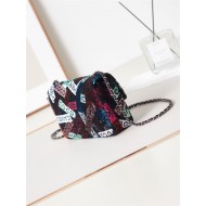 SMALL FLAP BAG AS4418 Sequins & Ruthenium-Finish Metal Multicolor A