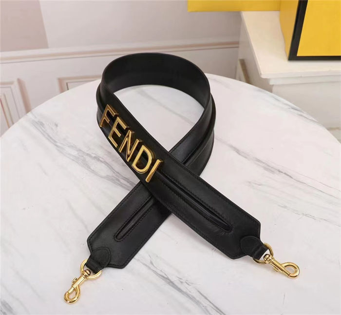 Fendi STRAP YOU Leather shoulder strap Black High