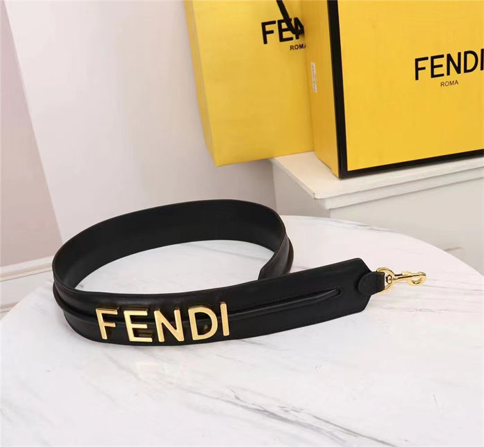 Fendi STRAP YOU Leather shoulder strap Black High