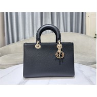 Lady D-Sire Medium My ABCDior Bag Bull Leather Black High